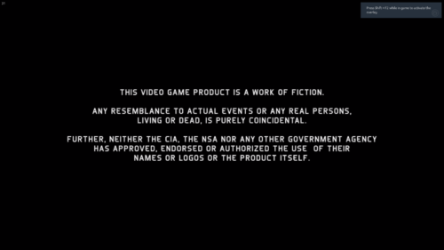 Splash Screen screenshot of Splinter Cell: Blacklist video game interface.