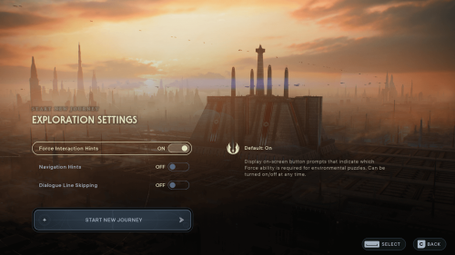 Exploration Settings screenshot of Star Wars Jedi: Survivor video game interface.