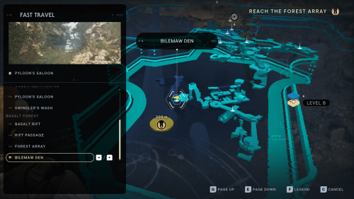 Fast Travel screenshot of Star Wars Jedi: Survivor video game interface.