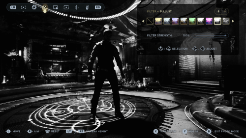 Photo Mode screenshot of Star Wars Jedi: Survivor video game interface.
