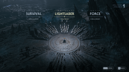 Skill Tree screenshot of Star Wars Jedi: Survivor video game interface.