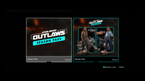 In Game Store screenshot of Star Wars Outlaws video game interface.