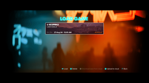 Load Game screenshot of Star Wars Outlaws video game interface.