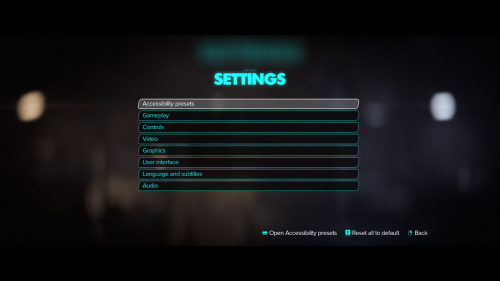 Settings screenshot of Star Wars Outlaws video game interface.
