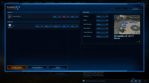 Lobby screenshot of Starcraft II: Legacy of the Void video game interface.