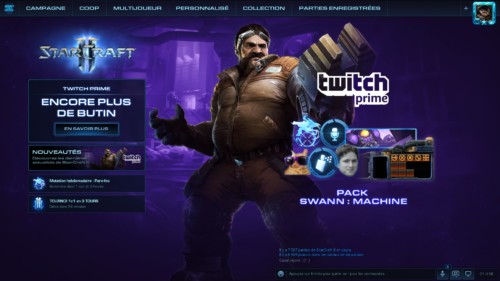 Main menu screenshot of Starcraft II: Legacy of the Void video game interface.