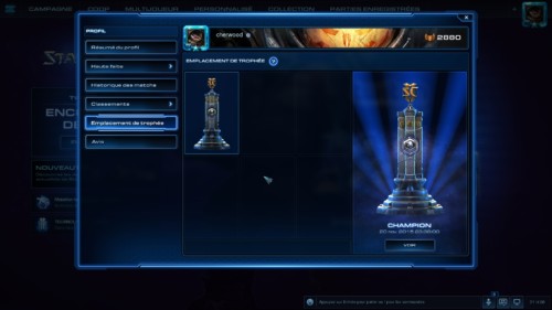 Trophy case screenshot of Starcraft II: Legacy of the Void video game interface.