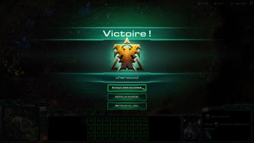 Victory screenshot of Starcraft II: Legacy of the Void video game interface.