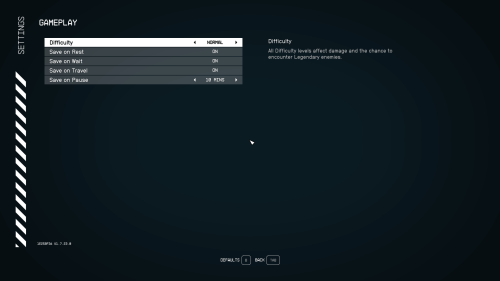 Gameplay screenshot of Starfield video game interface.