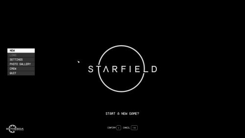Main Menu screenshot of Starfield video game interface.