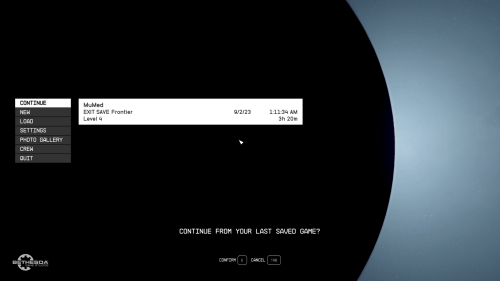 Save Slot screenshot of Starfield video game interface.