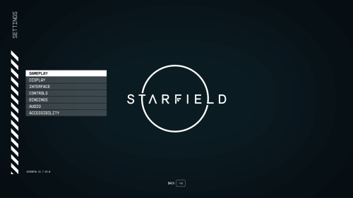 Settings screenshot of Starfield video game interface.