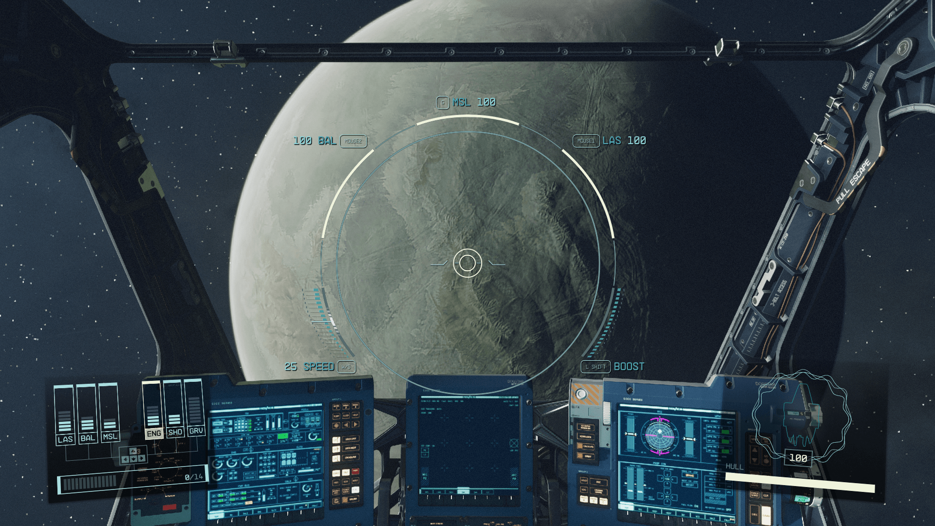 Ship HUD screenshot of Starfield video game interface.