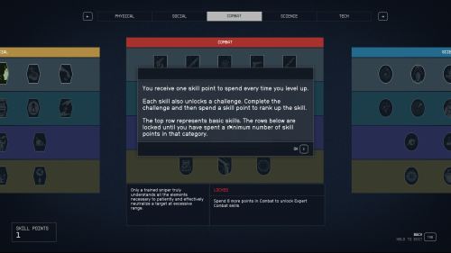 Skill Tree screenshot of Starfield video game interface.