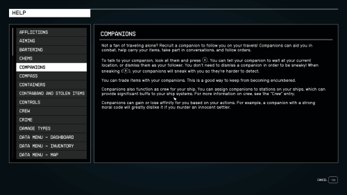 Tutorial screenshot of Starfield video game interface.