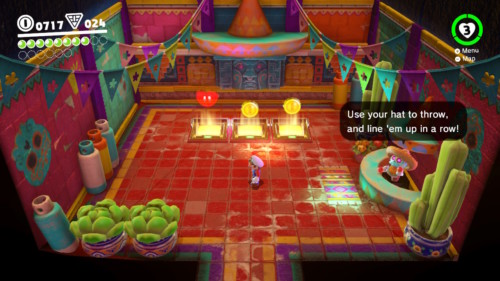 Mini game screenshot of Super Mario Odyssey video game interface.