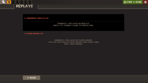 Replays screenshot of Team Fortress 2 video game interface.