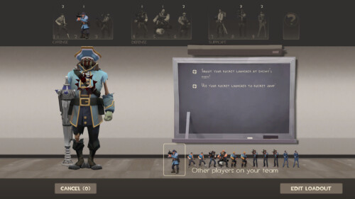 Team composition screenshot of Team Fortress 2 video game interface.