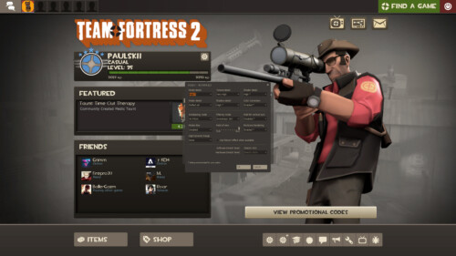 Video advanced screenshot of Team Fortress 2 video game interface.