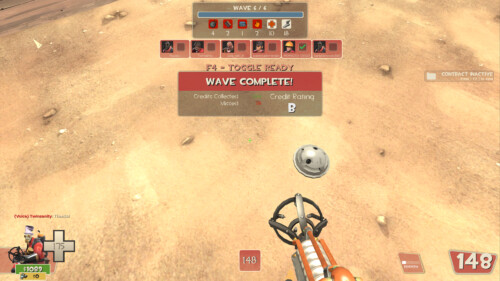 Wave complete screenshot of Team Fortress 2 video game interface.
