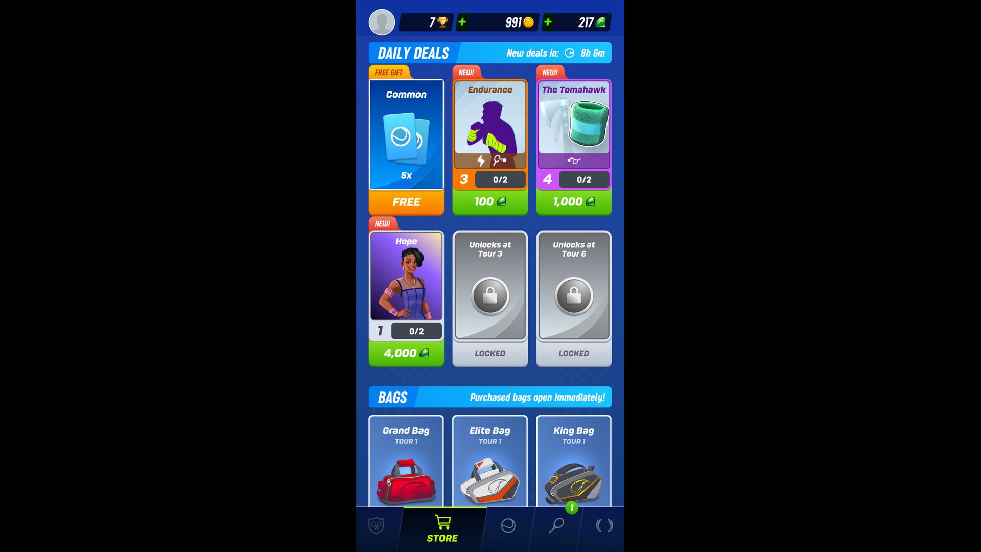 Store screenshot of Tennis Clash video game interface.