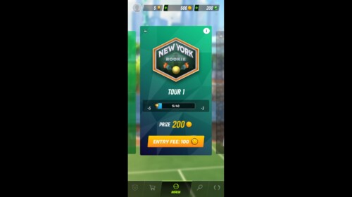 Venue Selection screenshot of Tennis Clash video game interface.