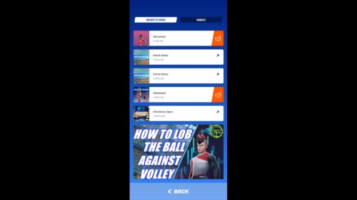 What's New Section screenshot of Tennis Clash video game interface.