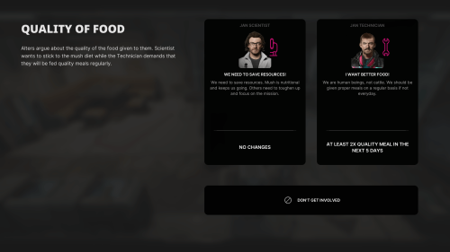 Choice screenshot of The Alters video game interface.
