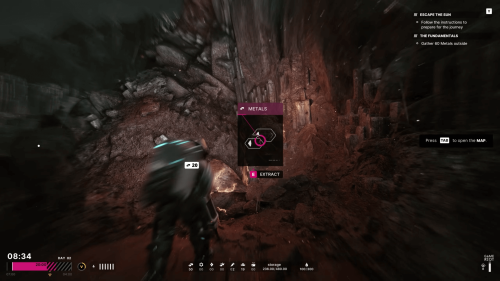 HUD screenshot of The Alters video game interface.