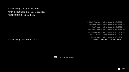 Subtitles screenshot of The Alters video game interface.