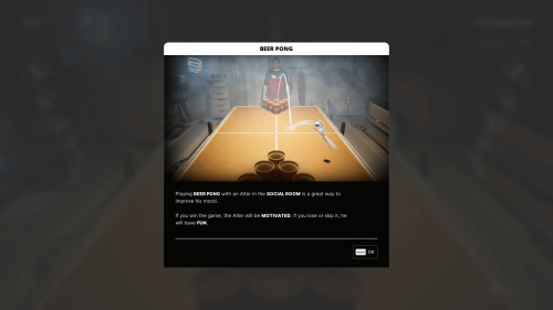 Tutorial screenshot of The Alters video game interface.