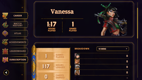 Career screenshot of The Bazaar video game interface.