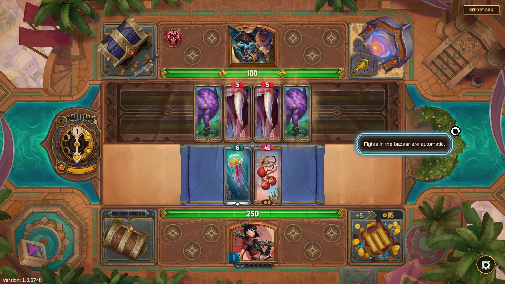HUD screenshot of The Bazaar video game interface.