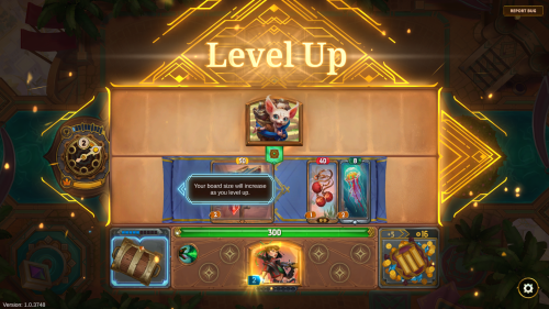 Level Up screenshot of The Bazaar video game interface.