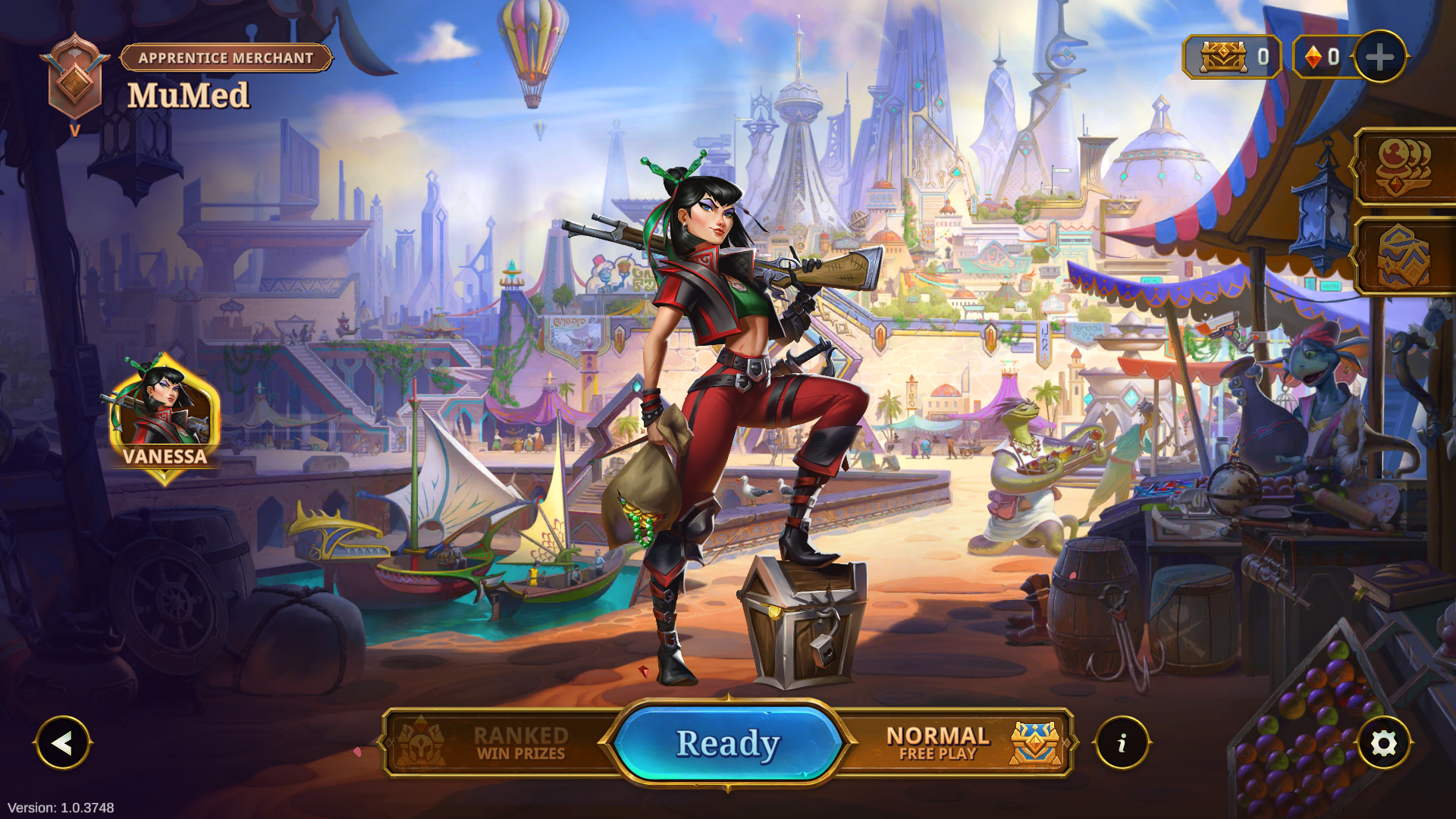 Main Menu screenshot of The Bazaar video game interface.
