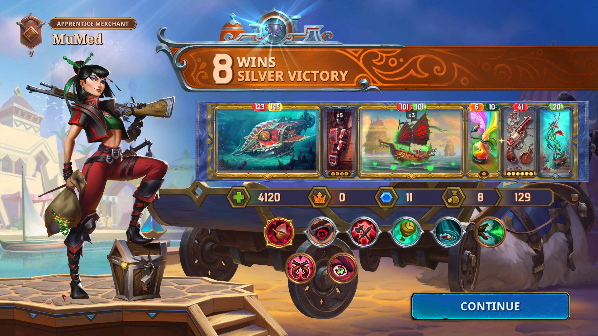 Result Screen screenshot of The Bazaar video game interface.