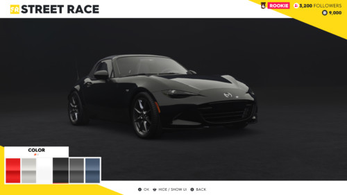 Select color screenshot of The Crew 2 video game interface.