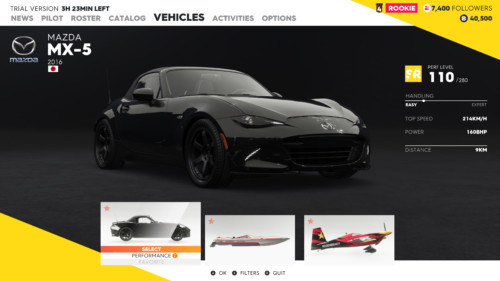 Vehicles screenshot of The Crew 2 video game interface.