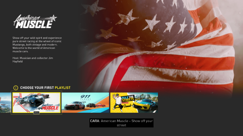 Playlist Selection screenshot of The Crew Motorfest video game interface.