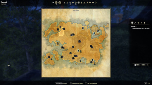 World map screenshot of The Elder Scrolls Online video game interface.