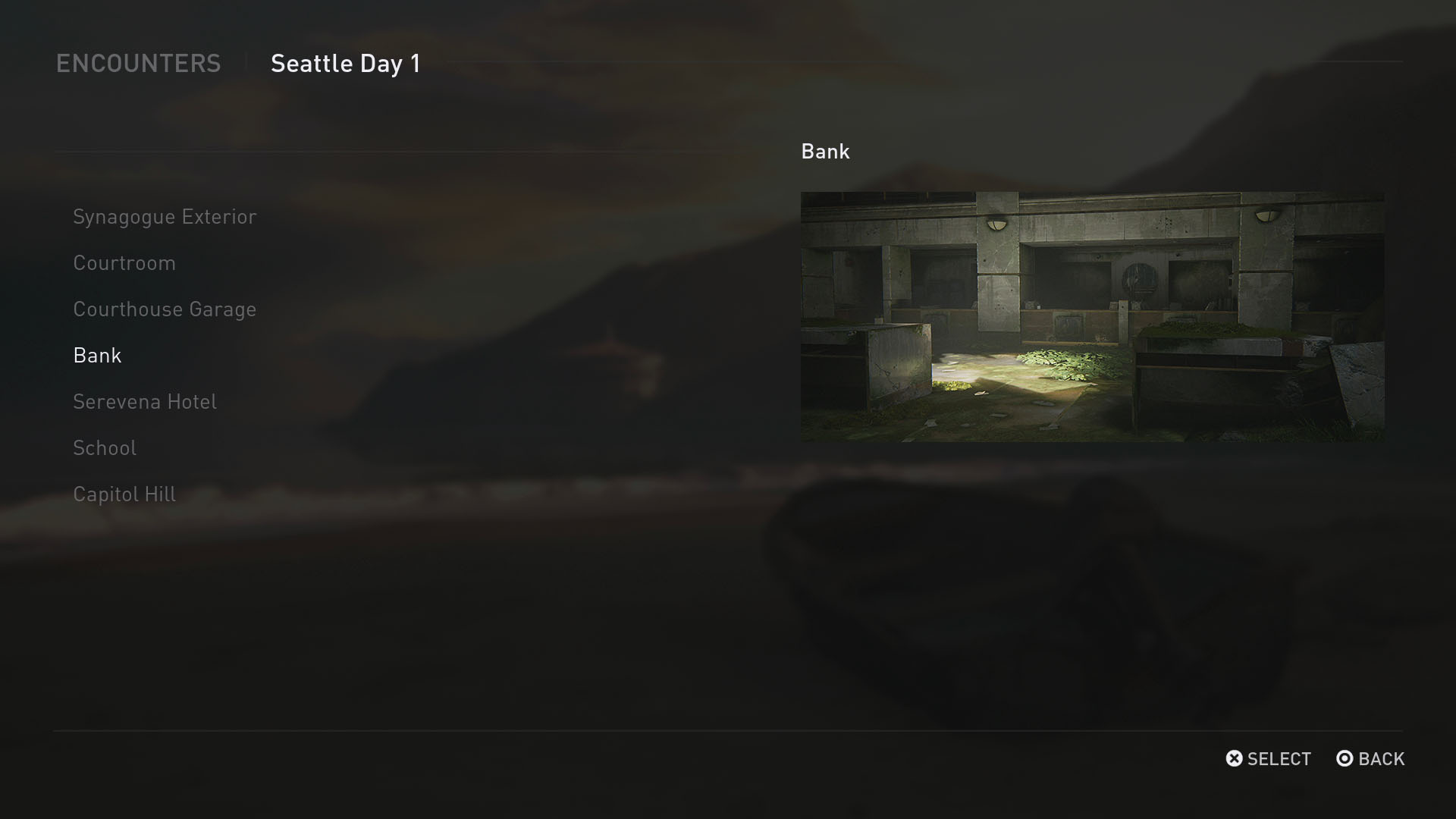 Subencounters screenshot of The Last of Us Part II video game interface.