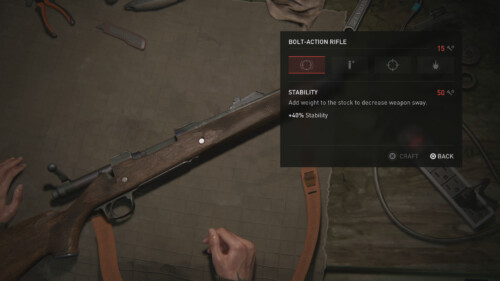 Weapon Upgrade Workbench screenshot of The Last of Us Part II video game interface.