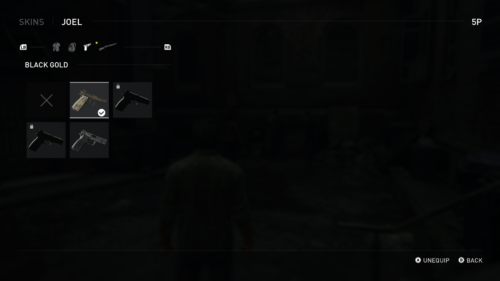 Skins screenshot of The Last of Us video game interface.