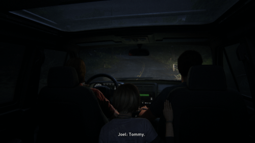 Subtitles screenshot of The Last of Us video game interface.