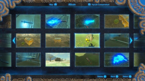 Album screenshot of The Legend of Zelda: Breath of the Wild video game interface.