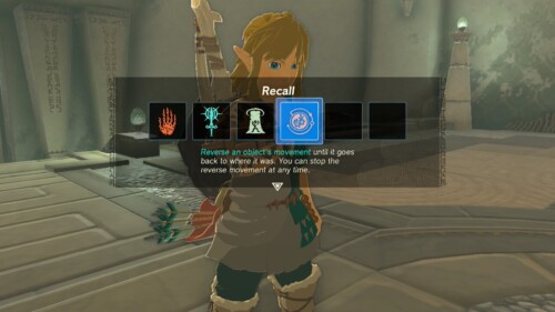 Skills screenshot of The Legend of Zelda: Tears of the Kingdom video game interface.