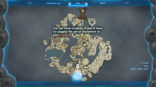 Map screenshot of The Legend of Zelda: Tears of the Kingdom video game interface.