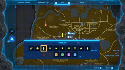 Map screenshot of The Legend of Zelda: Tears of the Kingdom video game interface.