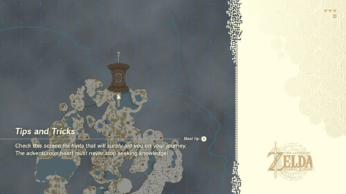Loading screenshot of The Legend of Zelda: Tears of the Kingdom video game interface.