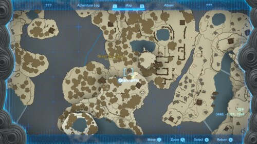Map screenshot of The Legend of Zelda: Tears of the Kingdom video game interface.